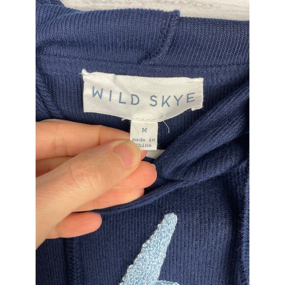 Wild Skye Blue Hooded Top Lightening Bolt Soft Stretch Loungewear Medium Sweater - Picture 2 of 6